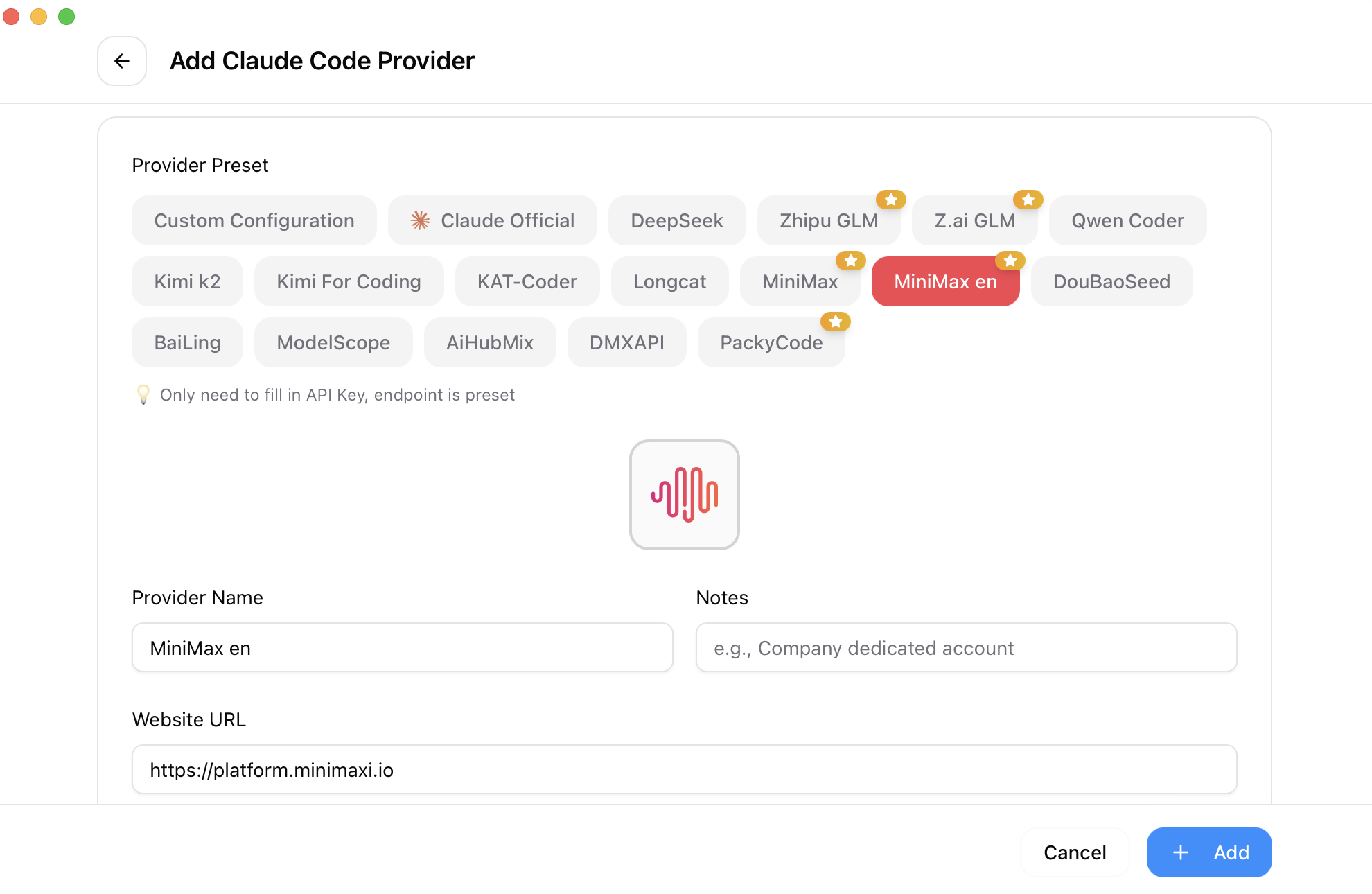 Add a Codex provider in CC-Switch